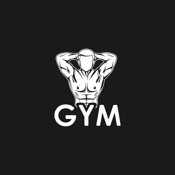 Vectorillustratie van gespierde man lichaam silhouet. Fitness of bodybuilding sportschool logo concept — Stockvector
