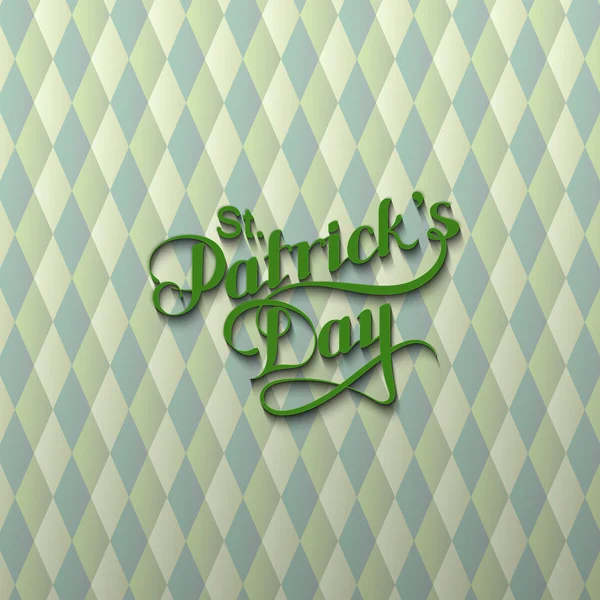 Çok renkli geometrik desen el yazısı Saint Patricks Day etiketinde yazım illüstrasyon vektör. tatil yazı kompozisyon — Stok Vektör