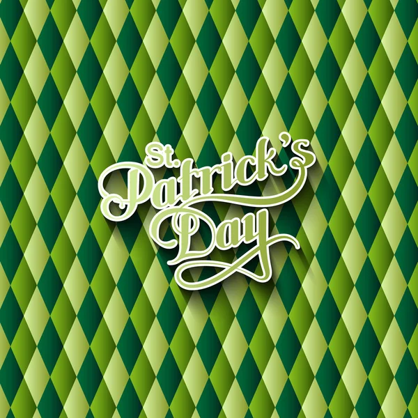 Typograficzne ilustracji wektorowych odręczny Saint Patricks Day oznakowania na wielobarwny wzór geometryczny. wakacje napis skład — Wektor stockowy