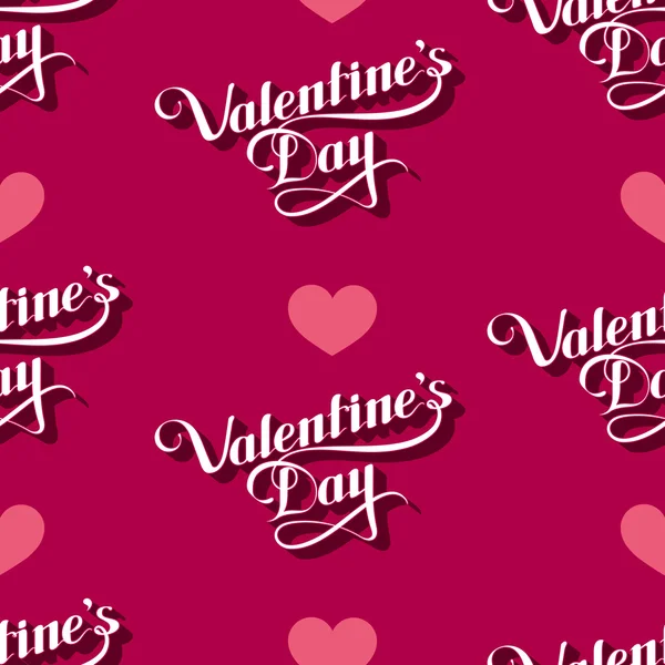 Vector naadloze patroon van handgeschreven St. Valentijnsdag retro etiketten en harten. vakantie belettering achtergrond — Stockvector