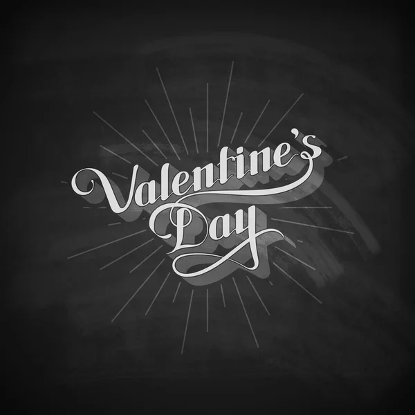 Vector chalk typographic illustration of handwritten St. Valentines Day retro label on the blackboard background. holiday lettering composition — Stock Vector