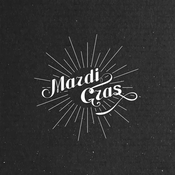 Illustration typographique vectorielle de l'étiquette Mardi Gras ornée sur la texture en carton noir — Image vectorielle