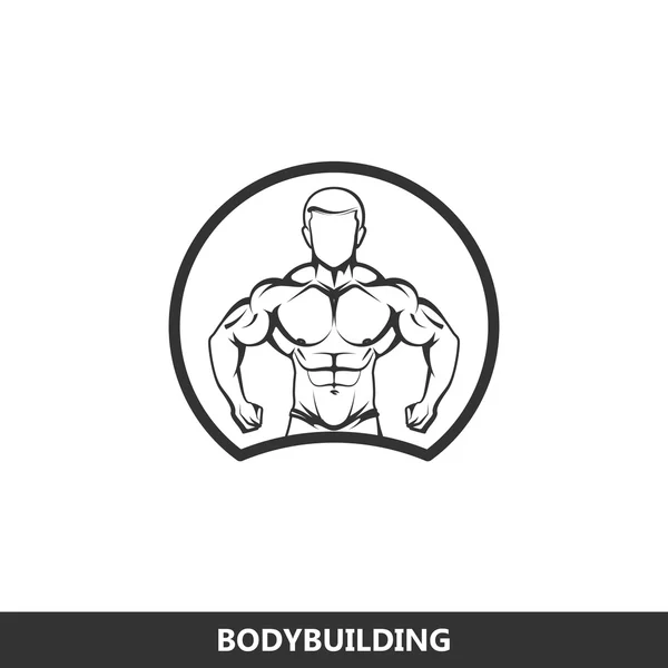 Ilustración de la silueta del cuerpo del hombre musculoso. logo fitness — Vector de stock