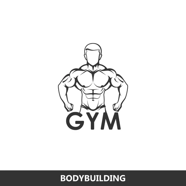 Ilustración de la silueta del cuerpo del hombre musculoso. logo fitness — Vector de stock