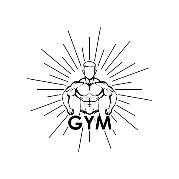 Illustration de la silhouette du corps de l'homme musclé. logo fitness — Image vectorielle