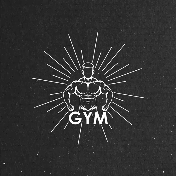 Ilustración de la silueta del cuerpo del hombre musculoso. logo fitness — Vector de stock