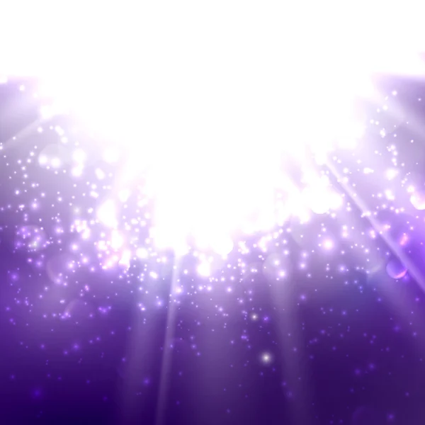 Streszczenie ilustracja promieni światła na tle głęboki fioletowy — Wektor stockowy