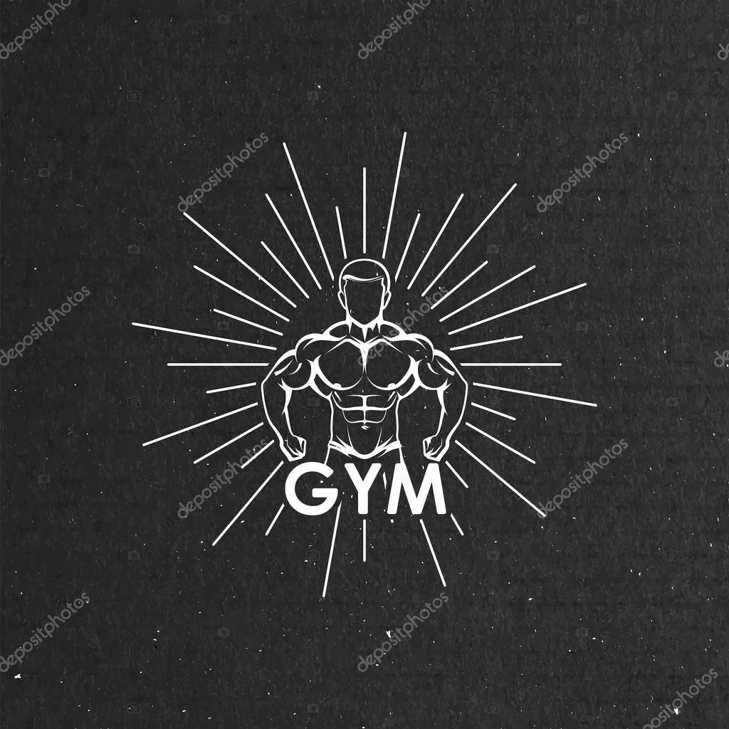 Illustration Of Muscled Man Body Silhouette Fitness Logo Stock