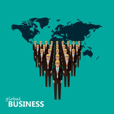 lideri ve takım düz Illustration. Grup iş adamları