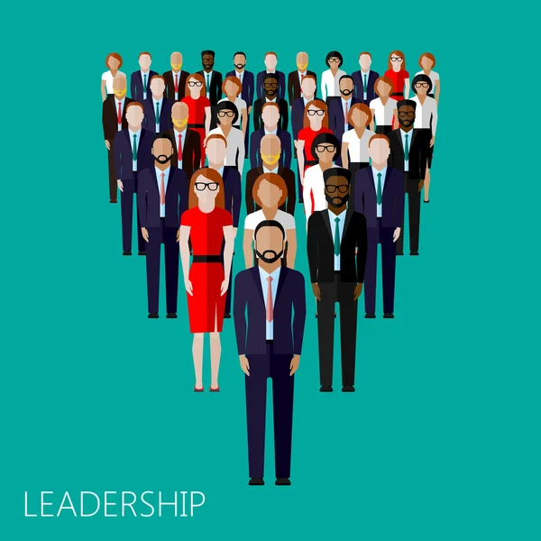 Flat illustration of leader and team. group of business people — Stock Vector