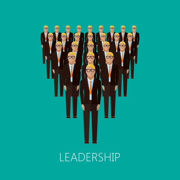 Flat illustration of leader and team. group of business people — Stock Vector