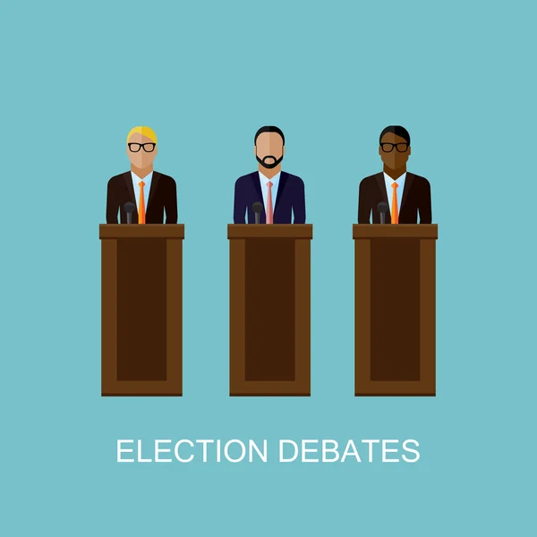 Плоска ілюстрація мовців. політиків. виборчі дебати — стоковий вектор