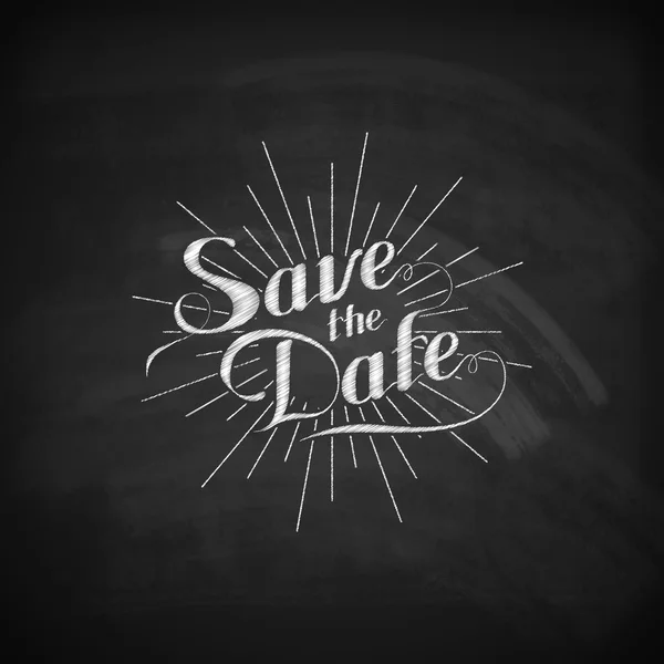 Chalk illustration of handwritten Save the Date label — Stock Vector