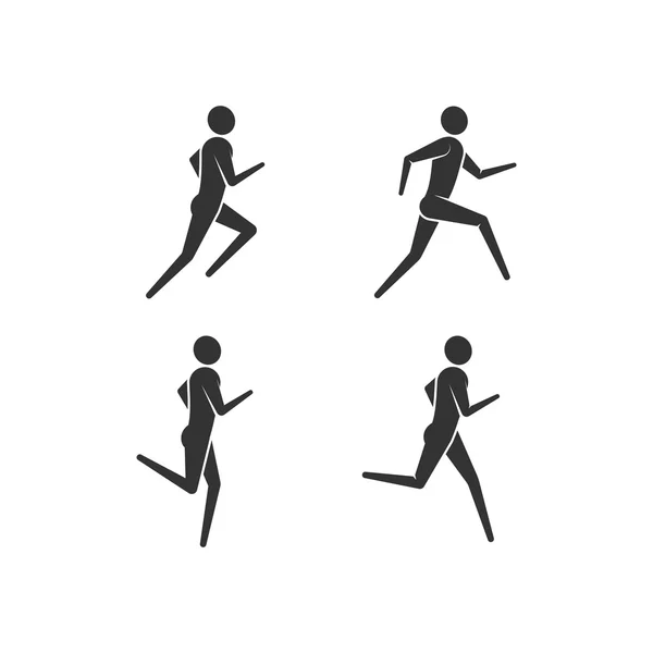 Running or jogging men icons — Stock Vector