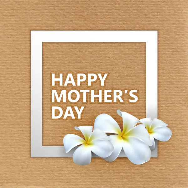 Glad mors dag etikett med frangipani blomma — Stock vektor