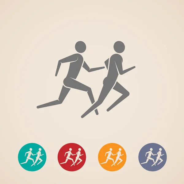 Ilustração de correr ou correr ícones de homens — Vetor de Stock