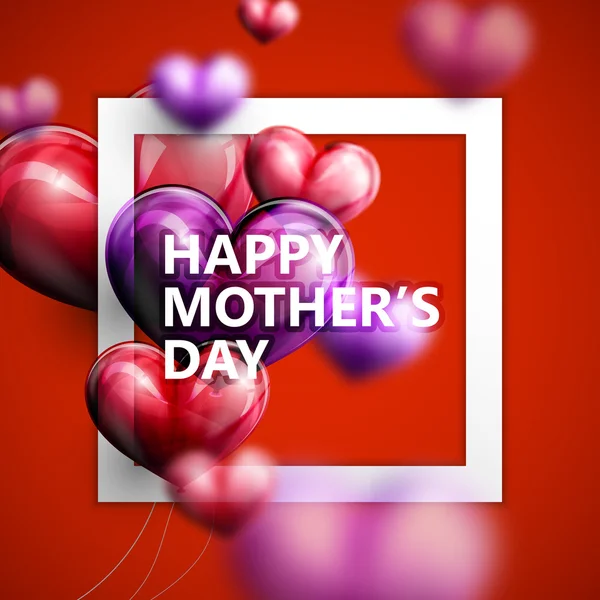 Étiquette Happy Mothers Day avec ballon volant — Image vectorielle