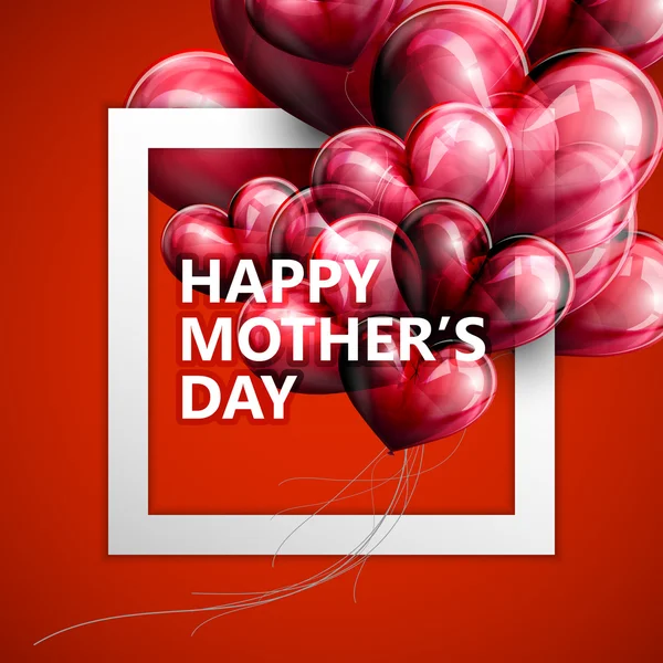 Счастливый День матери с летающим воздушным шаром — стоковый вектор
