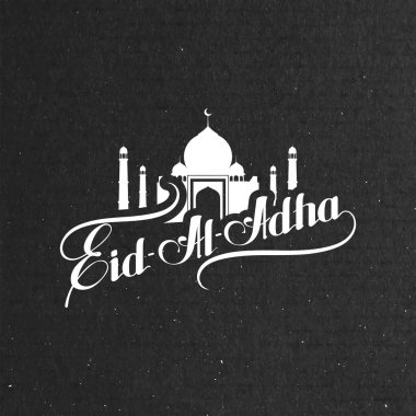 el yazısı Eid Al Kurban Bayramı retro etiket.