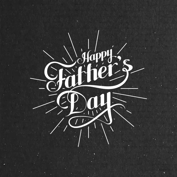 Ретро лейбл Happy Fathers Day с световыми лучами от руки — стоковый вектор