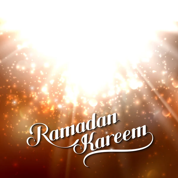 Handgeschreven Ramadan Kareem retro label op glanzende achtergrond — Stockvector