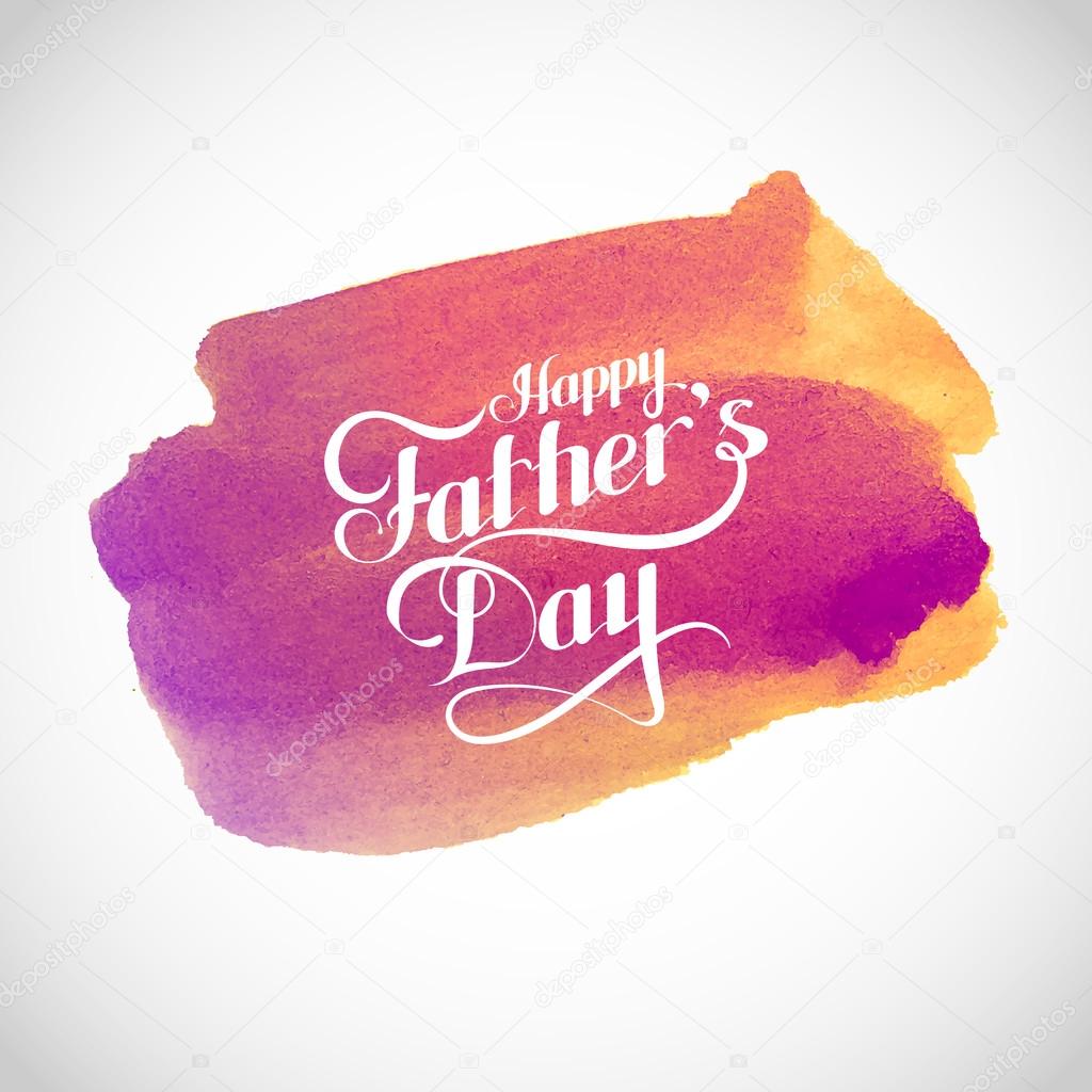 handwritten Happy Fathers Day retro label with light rays on wat