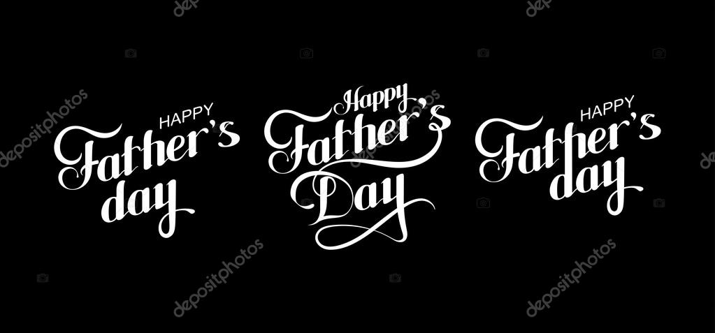 Vector typographic illustration of handwritten Happy Fathers Day retro label. lettering composition
