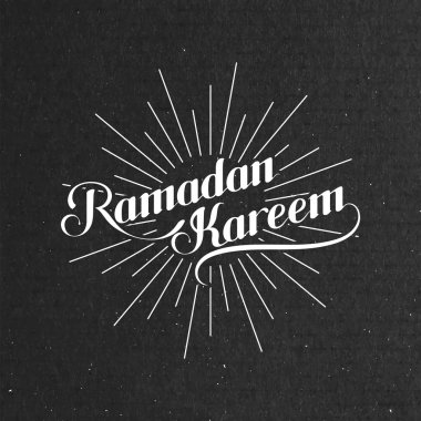  illustration of handwritten Ramadan Kareem retro label with lig