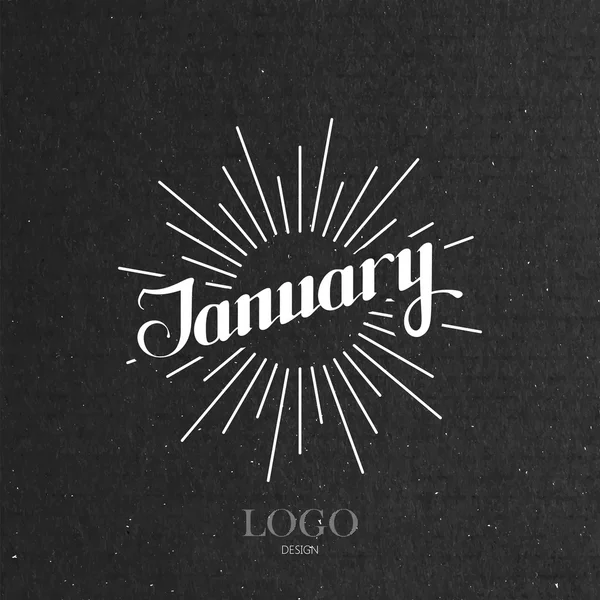 Vector typographic illustration of handwritten January retro lab — Stock Vector