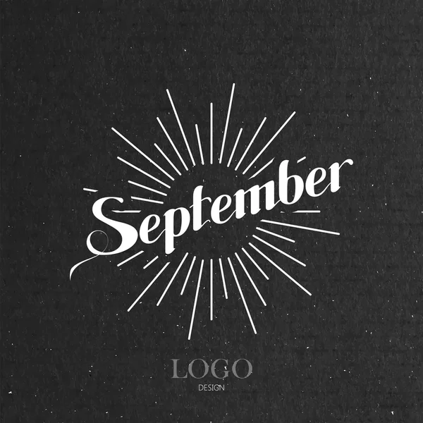 El yazısı Eylül retro Etiket ışık ra ile gösteren resim — Stok Vektör