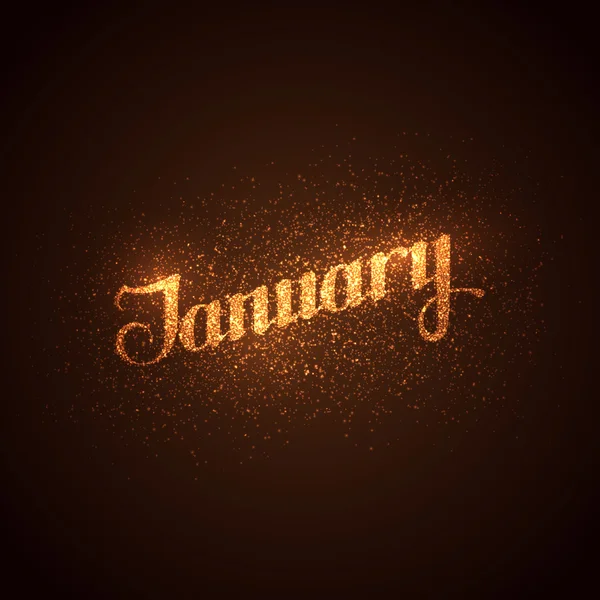 Januari label met gloeiende gouden sparkles. — Stockvector