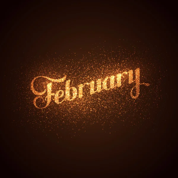 Étiquette de février avec des étincelles dorées . — Image vectorielle