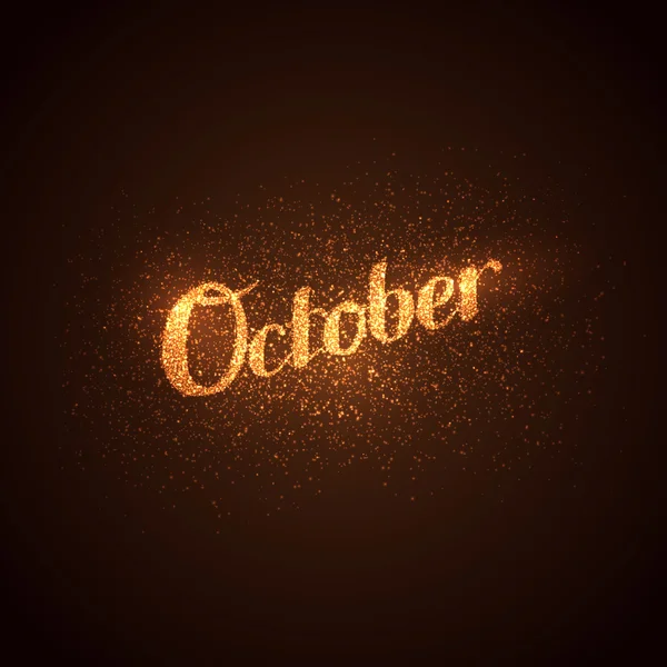 Oktober label met gloeiende gouden sparkles. — Stockvector