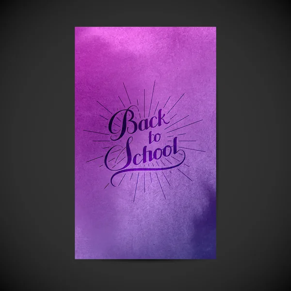 Back To School retro label on watercolor background. — Stockvector