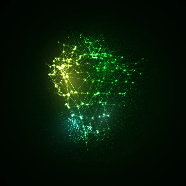 3D illuminated glowing particles array — ストックベクタ