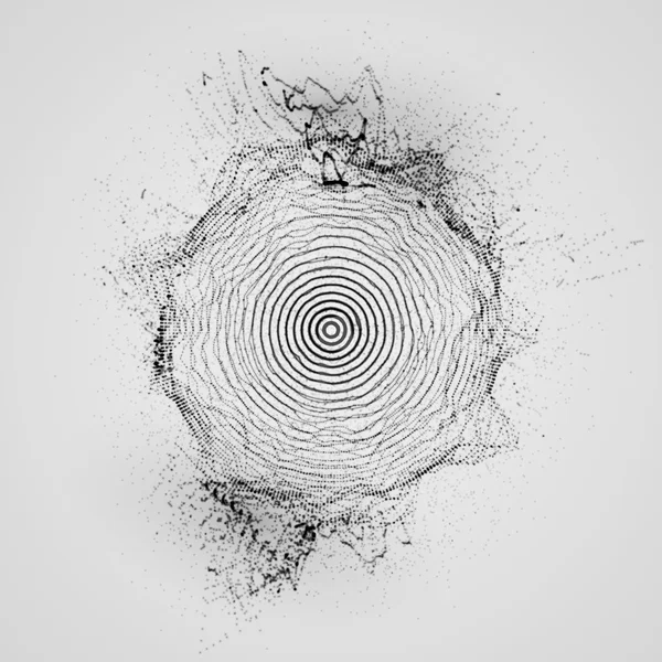 Forme 3D du réseau de particules, du wireframe et des éclaboussures — Image vectorielle