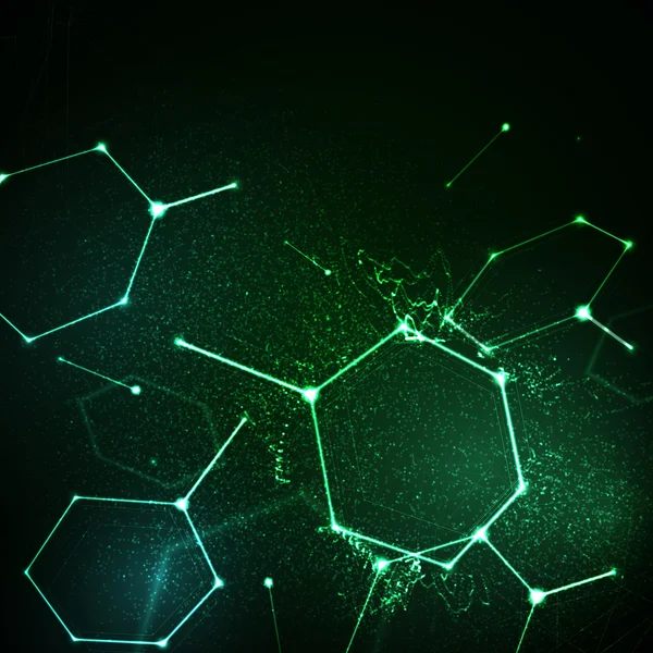照らされた抽象的なベクトル分子構造図形 — ストックベクタ