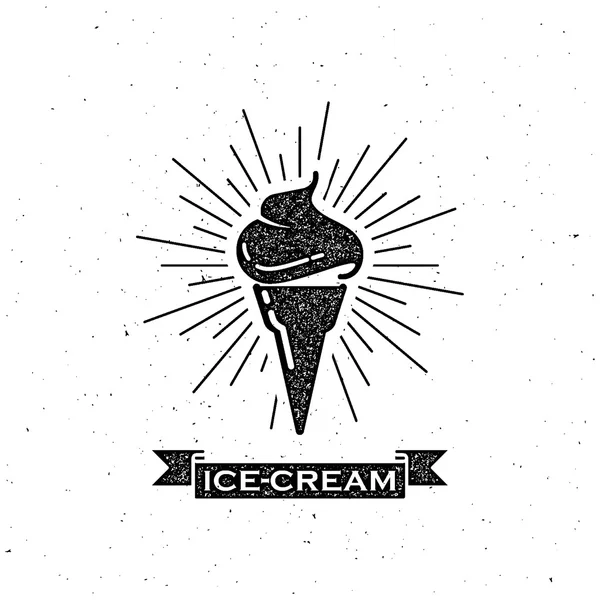 Cone de sorvete e fita vintage — Vetor de Stock