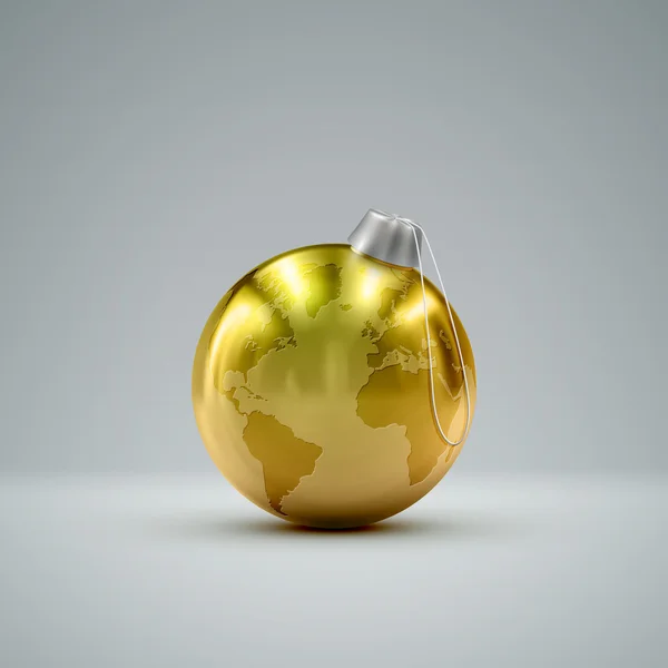 ゴールデン クリスマス ボール。休日のベクトル図 — ストックベクタ