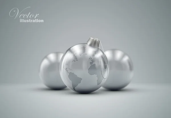 Bolas de plata de Navidad. Ilustración vectorial vacaciones — Vector de stock