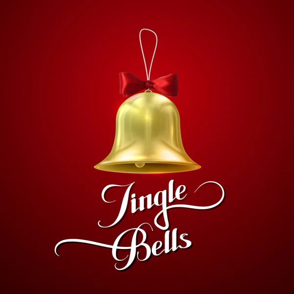 Gouden christmas bell. — Stockvector