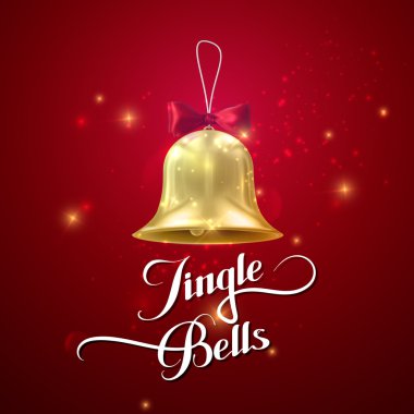 Altın Christmas Bell. Vektör tatil çizim 