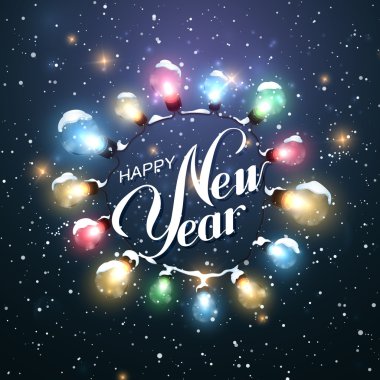 Yeni Yılınız Kutlu Olsun. Noel ışıkları.