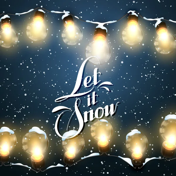Deja que nieve. Luces de Navidad. Ilustración de vacaciones vectorial — Vector de stock
