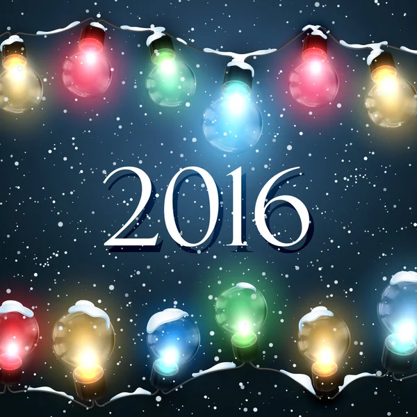 Ευτυχισμένο το νέο έτος 2016. Φώτα των Χριστουγέννων. — Διανυσματικό Αρχείο