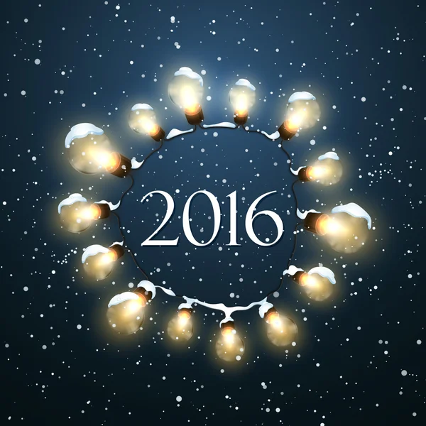Frohes neues Jahr 2016. Weihnachtsbeleuchtung. — Stockvektor