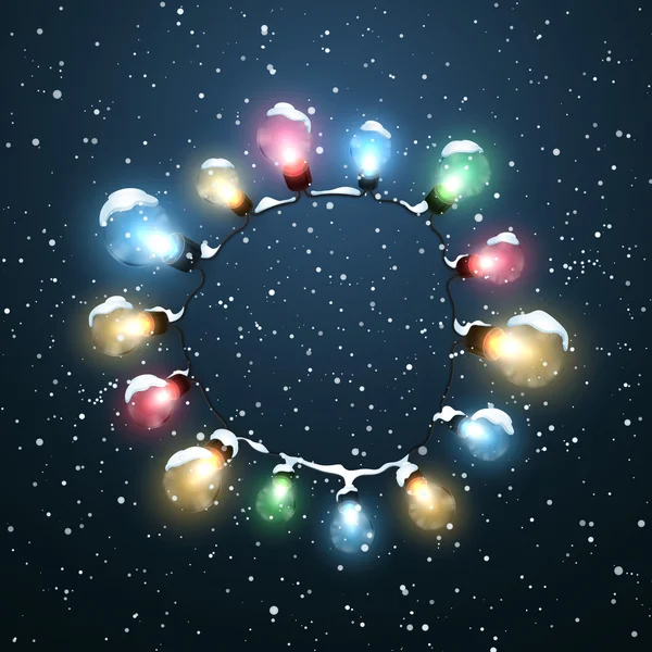 Glowing Lights. Vector Holiday Illustration of Luminous Electric  Wreath — Stock Vector
