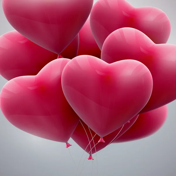 Létající parta balónek srdce — Stockový vektor