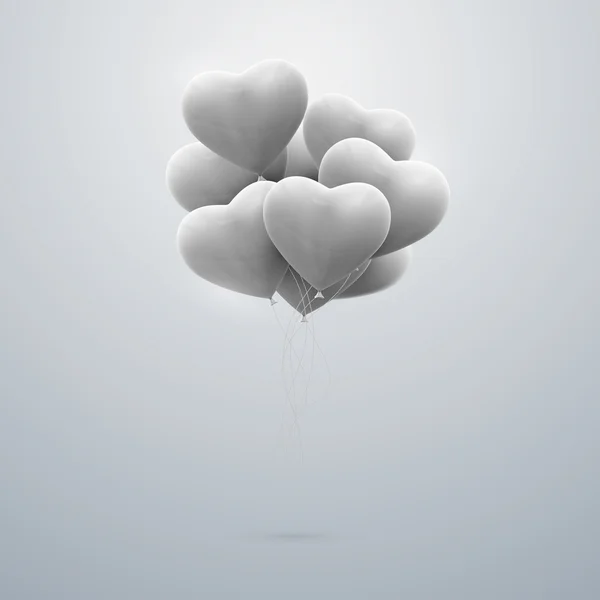 Fliegender Haufen Ballonherzen — Stockvektor