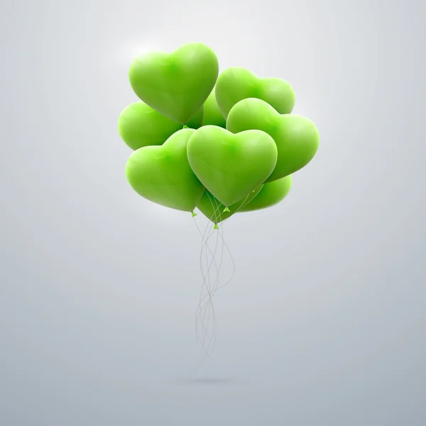 Flying bunch of balloon hearts — Stock Vector